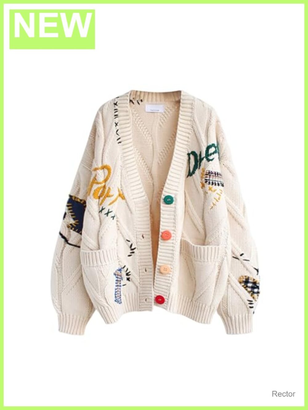 Women's Cable Knit Long Sleeve Open Front Cardigan V-Neck Button Down Wool Blend
